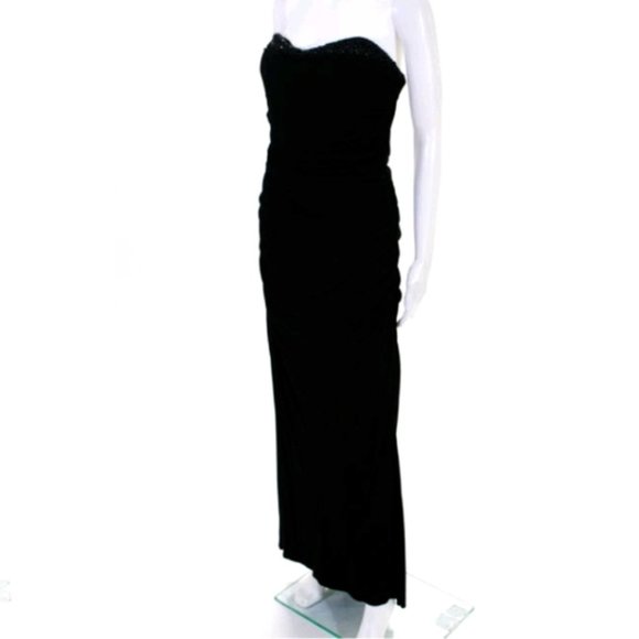 Badgley Mischka Dresses & Skirts - BADGLEY MISCHKA BLACK RUCHED SWEETHEART GOWN Sz 6
